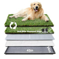 HQ4us Dog Grass Pad with Tray Extra Large 45”×34” Dog Litter Box Toilet with 2×Artificial Grass for Dogs with Hemmed Edge, Pee Pads for Dogs, Realistic, Less Stink, Potty for Balcony - size: XL 45”×34” for Dog＜ 38" Length