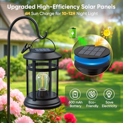 Solar Lanterns Outdoor Waterproof: 1 Pack Hanging Solar Lights for Outside Patio Porch Garden Tabletop Decor - Bright LED Warm White Solar Powered Lighting - Unique Gardening Lovers Mom Gifts - size: 1 Pack