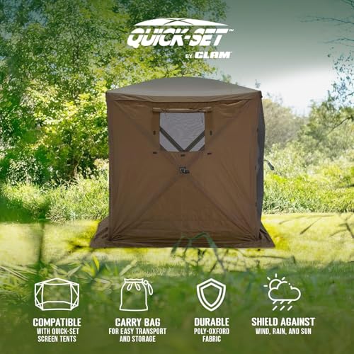 Clam Quick-Set Wind & Sun Panels 3-Pack – Brown Screen Tent Sidewalls – Fits Traveler, Venture & Escape – Full Coverage Shade & Privacy – Carry Bag – Tent Not Included - color: Brown, size: 3 Panel