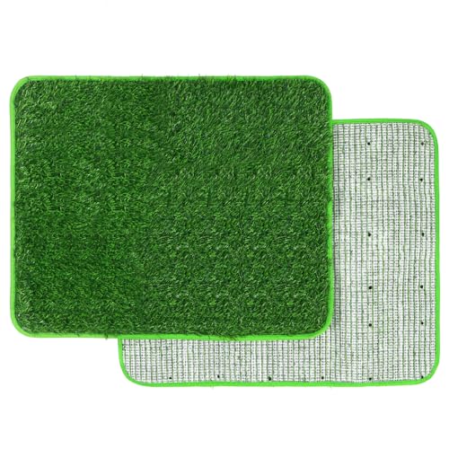 QWORK Artificial Dog Grass Pee Pad, 2 Pcs, 20"x25" Washable, Reusable Turf with Superior Drainage, High Water Permeability