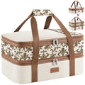 Lifewit Insulated Double Decker Casserole Carrier, Expandable Lasagna Lugger Tote Bag for Hot or Cold Food, Fits 9" x 13" Baking Dish for Potluck Parties, Picnic and Cookouts, Cream-Flowers - color: Cream-flowers