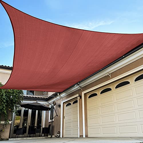Rectangle Sun Shade Sail Canopy, 6' x 10' Patio Shade Cloth Outdoor Cover - Sunshade Fabric Awning Shelter for Pergola Backyard Garden Carport (Red) - color: Red, size: 6' x 10' Rectangle