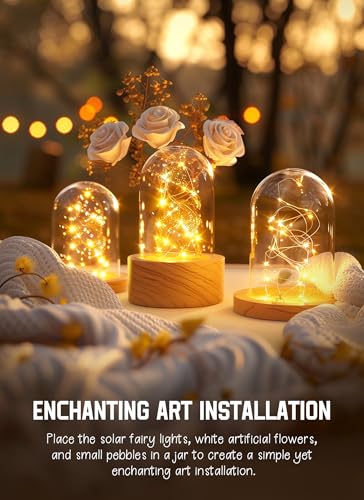 Minetom Solar String Lights, 2 Packs Total 66Ft 200 LED Solar Fairy Lights, Waterproof Solar Lights for Outside Patio Yard Tree Wedding Christmas, Warm White - color: Warm White, size: 2 Packs