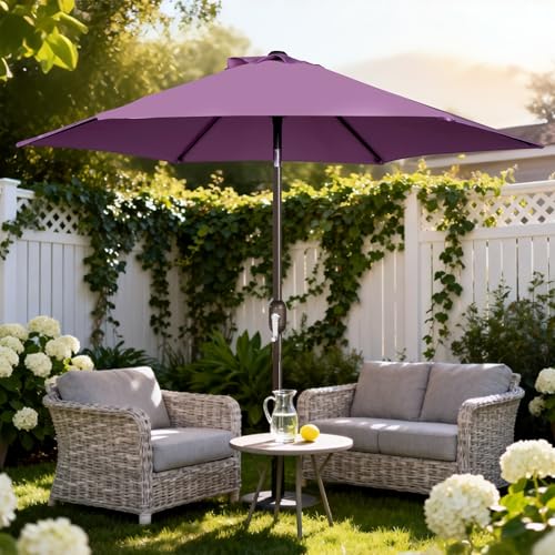 Blissun 7.5 ft Patio Umbrella, Yard Umbrella, Outdoor Market Umbrella with Push Button Tilt Crank, Lilac - color: Lilac