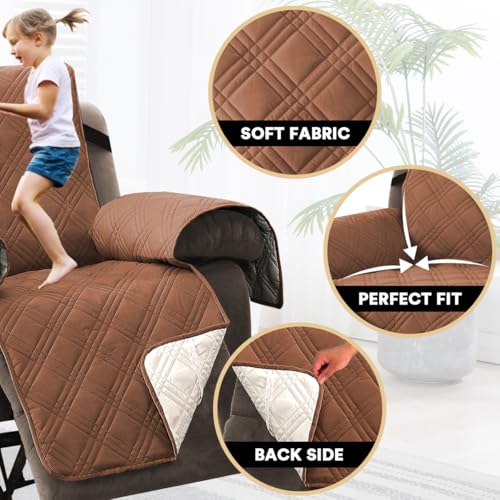 PrinceDeco Recliner Cover 100% Waterproof Couch Cover Sofa Cover for Living Room Water Resistant Furniture Protector with Elastic Straps for Pets Dog(Recliner28,Terracotta) - color: Terracotta, size: Recliner