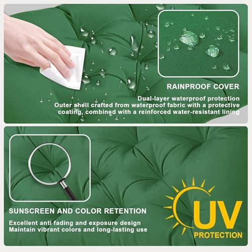 Waterproof Swing Chair Cushions for Outdoor Furniture Patio Beach Cushion Thick Outdoor Garden Beach Seat Pad 20 x 40 in White Green - color: White Green