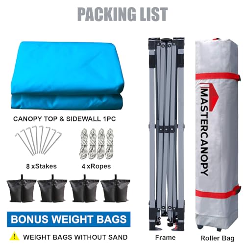 MASTERCANOPY Durable Pop-up Canopy Tent with 1 Sidewall (10'x10',Sky Blue) - color: Sky Blue, size: 10x10