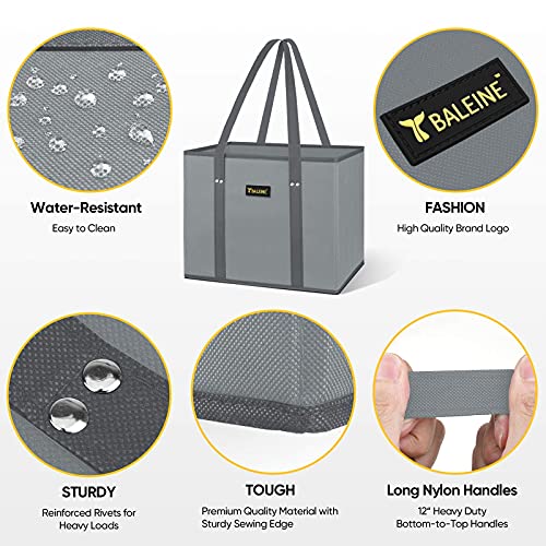 BALEINE 3Pk Reusable Grocery Bags, Foldable Shopping Bags for Groceries with Reinforced Bottom & Handles (Plaid Check) - color: Plaid Check, size: 3 Pack