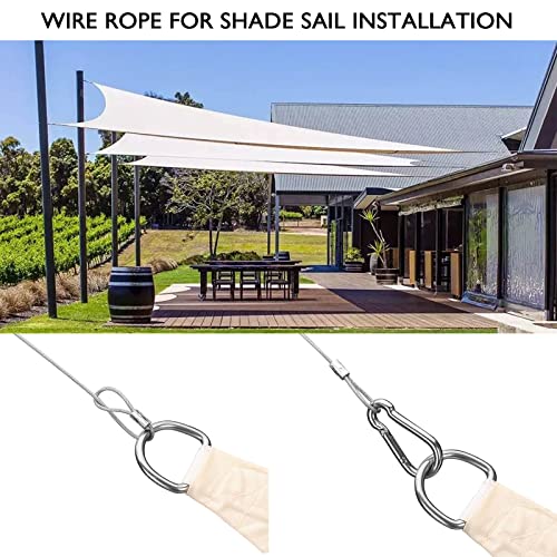 Wire Rope, 48 Ft (12ft x 4) Vinyl Coated Stainless Steel Wire Cable Ropes Hardware Kits for Outdoor Shade Sail Installation, Clothes Line, Picture Hanging Wire,Hanging Lights - size: 4 Pcs Cables Only