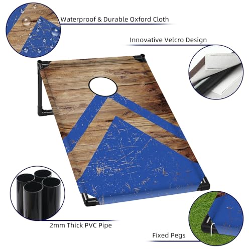 NZQXJXZ 3x2 ft Cornhole Board Set with 8 Bean Bags and Carrying Bag, Outdoor Toss Game Set for Kids and Adults, Portable Corn Hole Sets for Beach Lawn Backyard - color: Brown Blue Red