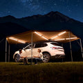 VEVOR 270 Degree Awning with Bulit-in LED Lights, 117 sq.ft Driver Side Vehicle Awning, Waterproof UV50+ Car Side Awnings, All-Weather Free-Standing Overland Awnings Car Shelter for SUV Truck Camping - color: Khaki 270° 18.7*6.4ft Car Awning with LED