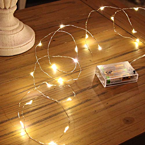 Ariceleo Led Fairy Lights Battery Operated, 4 Packs Mini Battery Powered Copper Wire Starry Fairy Lights for Bedroom, Christmas, Parties, Wedding, Centerpiece, Decoration (5m/16ft Warm White) - color: Warm White, size: 4 Pack