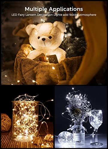 Brightown 12 Pack Led Fairy Lights Battery Operated String Lights Waterproof Silver Wire 7 Feet 20 Led Firefly Starry Moon Lights for DIY Wedding Party Bedroom - color: Warm White & White, size: 12 Pack