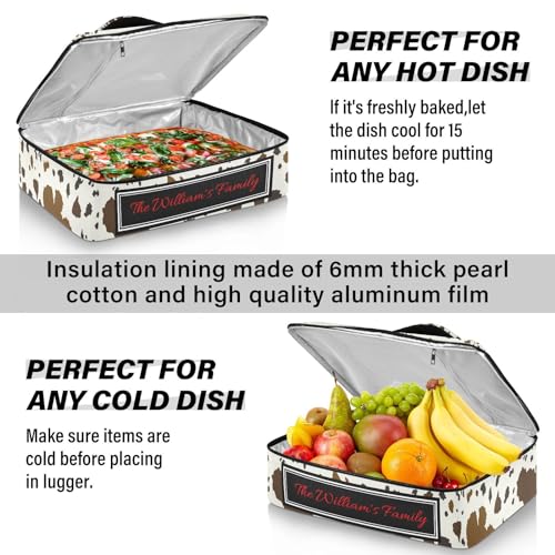 Kcldeci Custom Insulated Casserole Carrier Cowhide Leather Personalized Food Carriers with Dish Storage Leakproof Lasagna Holder Bag for Lasagna Pan Baking Dish Casserole Dish - color: B08
