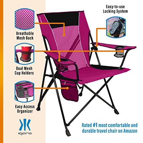 Kijaro Dual Lock Portable Camping Chairs - Enjoy the Outdoors with a Versatile Folding Chair for Sports, Lawn - Dual Lock Feature Locks Position – Hanami Pink - color: Hanami Pink