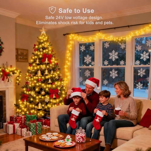 echosari 400 LED Christmas String Lights Connectable, Extra Long 66Ft Outdoor String Lights End-to-end Plug in with Remote Timer for Garden Patio Tree Decor (Warm White) - color: Green White Warm White