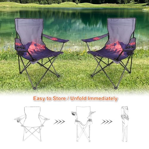 Northroad 2 Pack Camping Chairs Portable Camp Chairs, Folding Lawn Chairs with Cup Holder for Outdoor Camping, Hiking, Travel, Patio, Beach, Picnics - color: Grey&purple