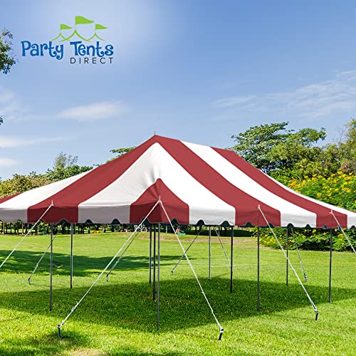 Party Tents Direct 20'x 30' Weekender Canopy Pole Tent with Sidewalls - Easy Up Canopy Tent with 120 Person Capacity - Outdoor Canopies for Parties, Weddings, and Events (Red/White) - color: Red, size: 20' x 30'