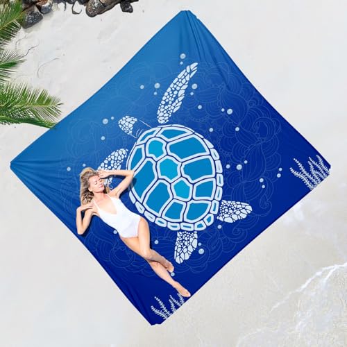 Beach Blanket Waterproof Sandproof 1-7 Adult Oversized 78 '' × 81 '' Lightweight Durable Compact Sand Free Extra Large Beach Mat for Travel Camping Hiking Picnic - color: Turtle2, size: 78“x81”