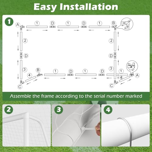Goplus Soccer Goal, 12'x6'/8'x6'/6'x4' Soccer Net with Strong UPVC Frame, Quick Set-up, High-Strength Netting, Portable Weatherproof Soccer Goals for Backyard Kids Soccer Practice Training - style: 8ftx6ft