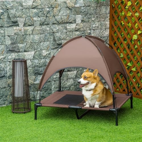 Pet Products Original Pet Cot Tent, Portable Dog House, Dog Shade & Weather Shelter, Elevated Cot Dog Bed, Brown, Large 36.25 X 30 X 35.5 Inches