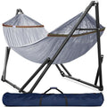 Tranquillo Universal Double Hammock with Stand Included for 2 Persons/Foldable Hammock Stand 600 lbs Capacity Portable Case - Inhouse, Outdoor, Camping, Grey - color: 1. Grey