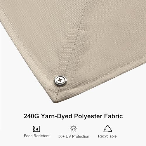PURPLE LEAF 8' X 8' Left-right Tilting Patio Umbrella Outdoor Swivel Cantilever Umbrella Aluminum Offset Umbrella with Champagne Frame and 360-degree Rotation for Garden Deck Pool, Taupe - color: Taupe, size: 8' x 8'(Tilt)