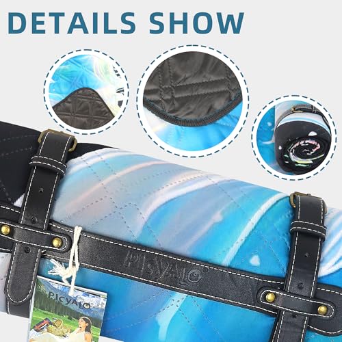 60x80” Double Thickened Picnic Blankets(150g High Density Cotton Stuffed) Jellyfish Pattern Outdoor Picnic Mat Portable Picnic Blanket Foldable with Leather Carry Strap Beach Blanket - color: Jellyfish, size: 60"x80"