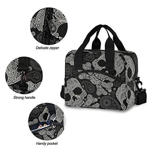 Skull Insulated Lunch Bag Reusable Lunch Tote Bag Cooler Bag for Women Men Adult Lunch Box with Adjustable Shoulder Strap Leakproof Lunch Bag for Work School Picnic Camping - color: Skull