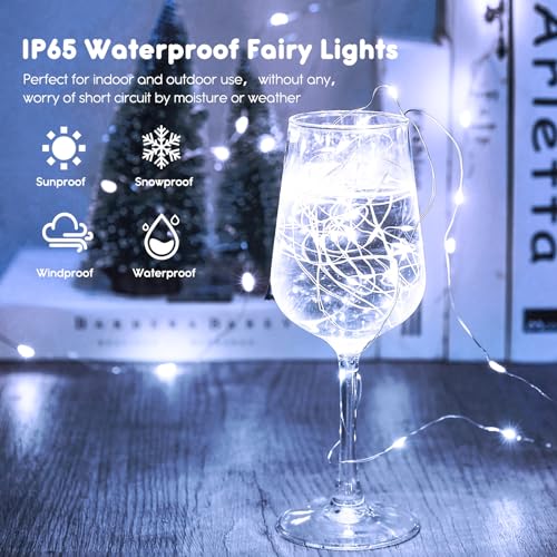 Minetom 6 Pack Fairy Lights Battery Operated String Lights - 7ft 20 LED Waterproof Silver Wire Firefly Lights Waterproof for DIY Crafts Wedding Décor Table Mason Jars Party, White - size: 6 Pack - White
