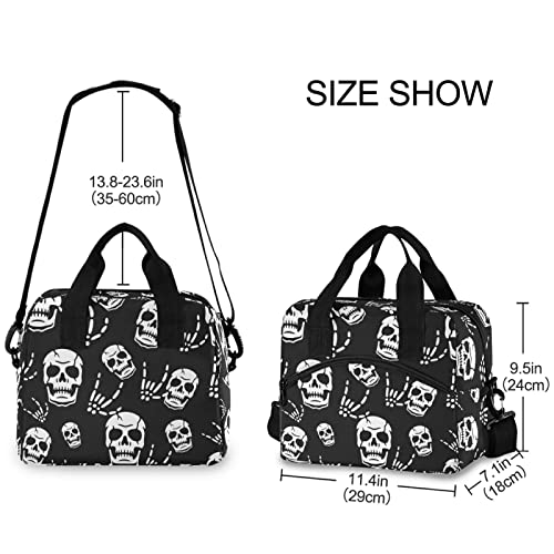 Gothic Skeleton Insulated Lunch Bag Reusable Lunch Tote Bag Cooler Bag for Women Men Adult Lunch Box with Adjustable Shoulder Strap Leakproof Lunch Bag for Work School Picnic Camping - color: Gothic Skeleton