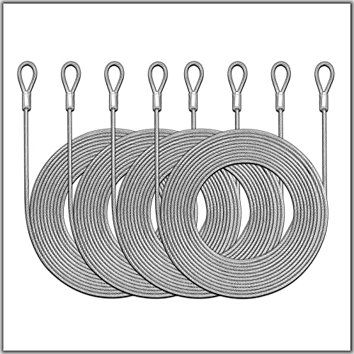 Wire Rope, 48 Ft (12ft x 4) Vinyl Coated Stainless Steel Wire Cable Ropes Hardware Kits for Outdoor Shade Sail Installation, Clothes Line, Picture Hanging Wire,Hanging Lights - size: 4 Pcs Cables Only