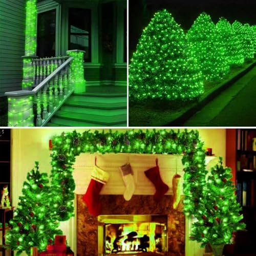 75.8 FT 200 LED Green Christmas String Lights Outdoor & Indoor, Memory Function & Timer & 8 Modes, Extendable Ultra Bright Green Wire Waterproof Mini Lights for Christmas Tree Yard Holiday Party Decor - color: Green, size: 200LED