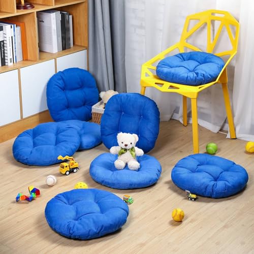 Fumete 8 Pcs 16 Inch Round Floor Cushions for Kids and Toddlers, Flexible Seating Classroom Furniture Floor Pillow for Home, Daycare, Preschool, Yoga and Meditation (Light Blue) - color: Royal Blue