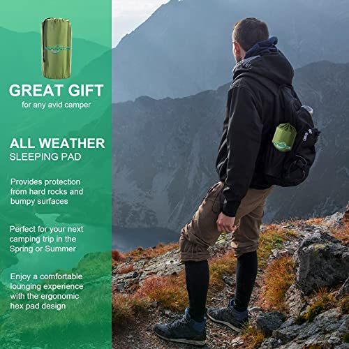 WANNTS Sleeping Pad, Ultralight Inflatable Sleeping Pad for Camping, Built-in Pump, Ultimate for Camping, Hiking - Airpad, Carry Bag, Repair Kit - Compact & Lightweight Camping Pad(Green) - color: Green
