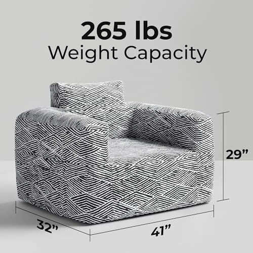 510 DESIGN Inflatable Couch Air Sofa - Blow Up Chair Portable with Handle & Tie-Down Loops, Weatherproof & Water Repellent Indoor/Outdoor Sofa for Patio, Camping, Pool, 41" Lx32 Wx29 D Black/White - color: Black/White, size: Chair 41x32x29"
