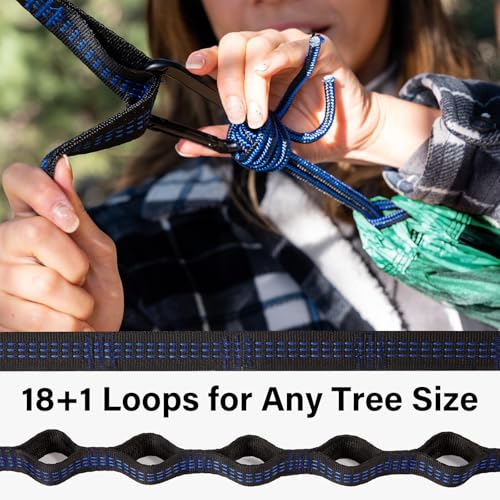 Kootek Camping Hammock, Portable Hammocks with Tree Straps & Attached Carry Bag, Camping Essentials Gear, Perfect for Outside Indoor Hiking Beach Backpack Travel - color: Turquoise & Grey, size: Large