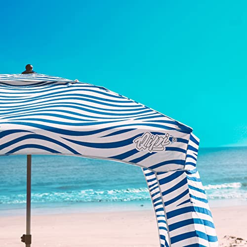Qipi Beach Cabanas for Sand, Beach Canopy with Sandbags & Side Wall for Family, Easy Set Up Sun Shelter, UPF 50+ UV Protection with Roof Vent - color: 6' x 6' Silverthorne Wave