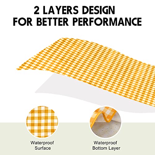 SAMSIER Outdoor Picnic Blankets Waterproof Foldable Sandproof, Large Gingham Cute Picnic Mat Washable Portable for Park Beach Camping Courtyard (Yellow, 60"×80") - color: Yellow, size: 5' x 6'8" (Rectangular)