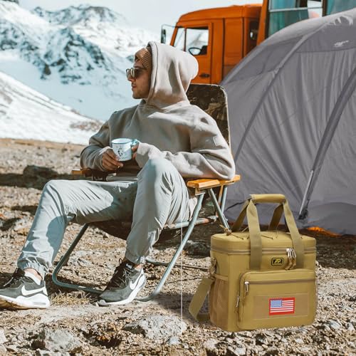ATRIPACK Lunch Box for Men, Tactical Lunch Bag MOLLE Webbing Leakproof Insulated Large Lunch Cooler Women Adult Meal with Adjustable Shoulder Strap Durable Lunch Pail (Brown) - color: Brown, size: Large