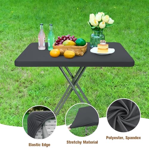 Fitted Rectangle Tablecloth 20 x 30 Inch Elastic Table Cloth for 2.5ft Table, Stretch Spandex Tables Cover Grey Washable Polyester Tables Top Cap Cover for Dining Picnic Camping Indoor and Outdoor - color: Grey, size: 30" x 20" (Rectangular)