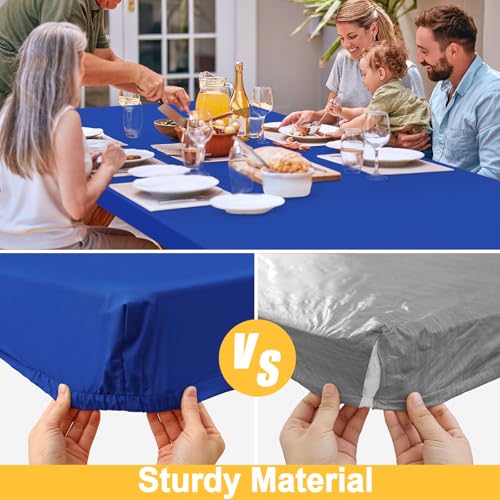 Rectangle Table Cloth, Waterproof Elastic Fitted Tablecloth for 5 Foot Folding Tables, Washable Polyester Tablecloths for Picnic, Camping, Outdoor (Blue, 30"x60") - color: Blue, size: 60" x 30" (Rectangular)