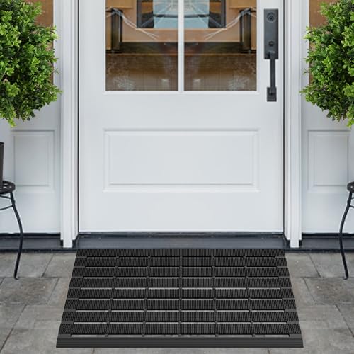 MATALL Waterproof Outdoor Door Mat - 36x24 Inches Non-Slip Drainage Large Door Floor Mat for Indoor Home Pool Entry Garage（ Upgrade Interlocking Mat） - color: Black, size: 2' x 3' (Rectangular)