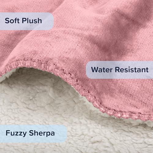 PETMAKER Dog Blanket - 60x80in Reversible Sherpa Blanket - Throw Blankets for Bed, Couch, Crate, or Car - Machine Washable Puppy Essentials (Pink) - color: Pink, size: Large