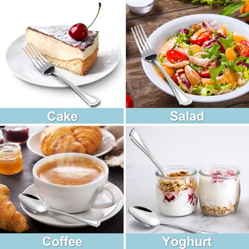 24 Pieces Teaspoons Set, 6.4 Inches Spoon Set, Stainless Steel Silverware, Small Spoons with Pearl Dot Design Handle, Dishwasher Safe, Tea Spoons Suitable for Home and Restaurant - color: Sterling