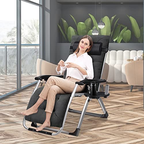 MOPHOTO Zero Gravity Chair, Outdoor Padded Lounge Chair with Side Table, Zero Gravity Recliner Chair, Outdoor Reclining Chair, Sturdy & Comfortable, Supports up to 440lbs - color: Alloy Gray, style: Zero Gravity Chair