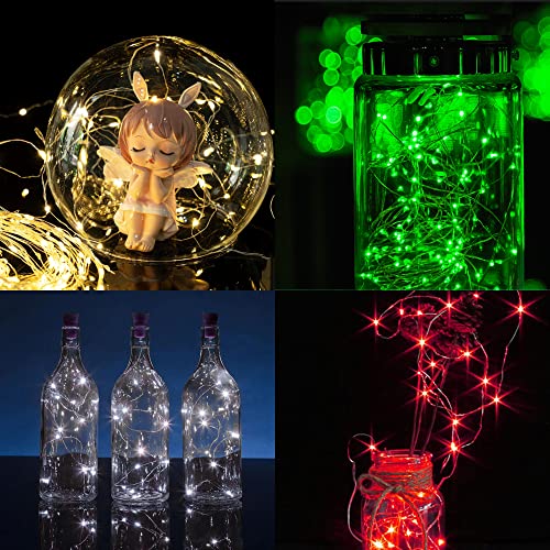 WATERGLIDE 24 Pack Fairy Lights Battery Operated (Included), 7 ft 20 LED Mini String Lights, Waterproof Silver Wire Firefly Starry Lights for DIY Wedding Christmas Party Mason Jars Decor, Multicolor - color: 6 Colors