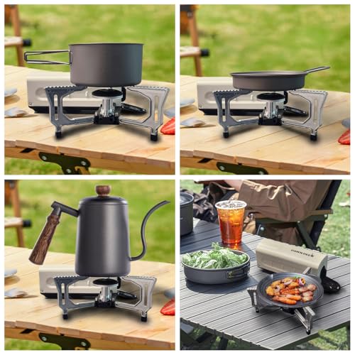 Portable Cassette Stove With Delicate Storage Bag, Foldable Camp Stove Compact Camping Stove, 2200W Folding Butane Gas Burner (Black) - color: Black