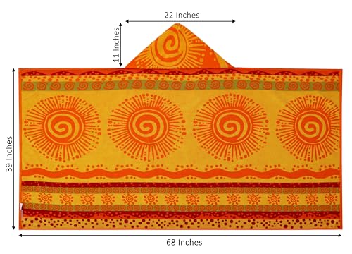 COTTON CRAFT Hooded Beach Towel – Oversized 39 x 68 Towel with Hood for Adults - 100% Cotton Velour Terry Jacquard Towel - Pool Bath Wrap - 450 GSM Soft Absorbent Quick Dry – Sunshine Orange Yellow - color: Sunshine Orange Yellow, size: 1 Pack - 39x68 Hoo