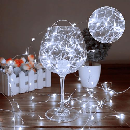 4 Pack Battery Operated Fairy Lights 16.4 Ft 50 LED Christmas Fairy Lights with Auto Timer 8 Modes, Waterproof Silver Wire Battery Twinkle Lights for Wedding Christmas Decor (Cool White) - color: Cool White-Silver Wire